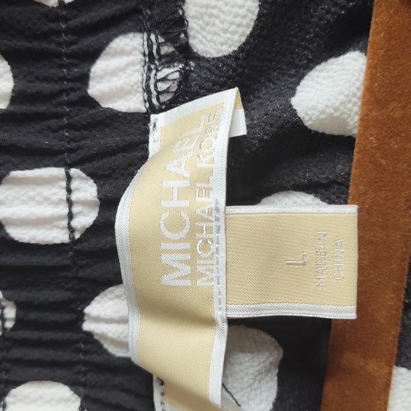 Michael Kors polka Dot Wide Leg Square Pants Black and Gray Draw String Large - Picture 3 of 5